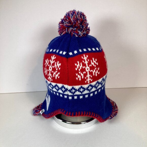 New York Giants Knit Winter Hat, One Size, '47 Brand, Tassels Pom Pom Football - Picture 4 of 6